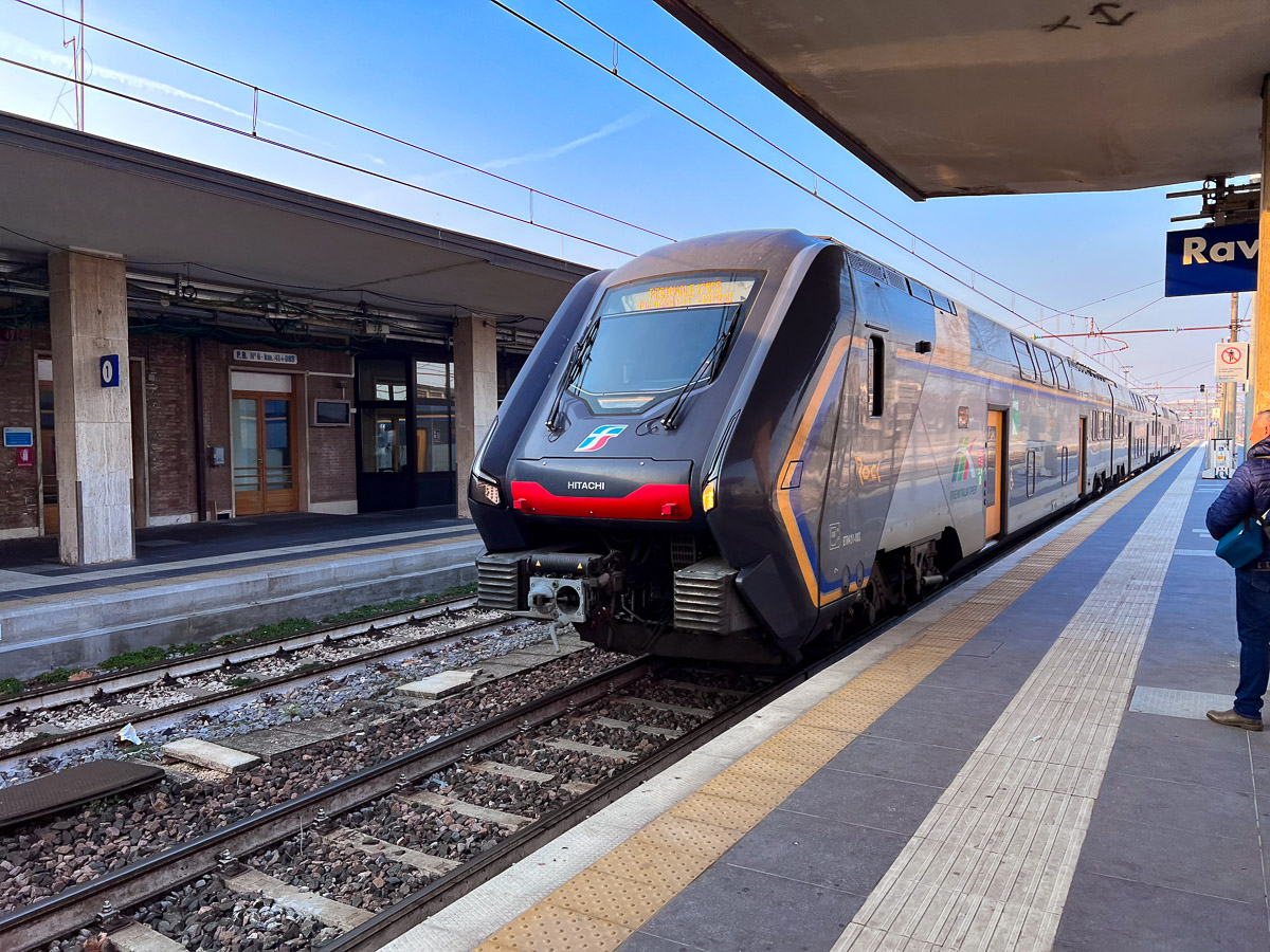 Train arriving at the station in Ravenna